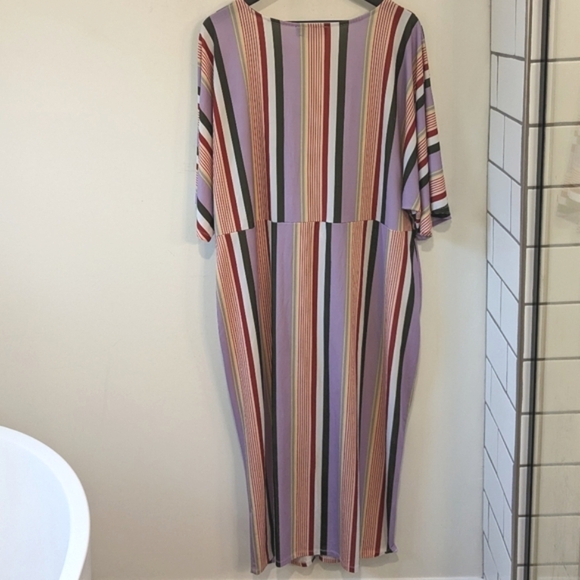 Eloquii Multicolored Stripe Twist Front V Neck Dress Size 24 - Picture 5 of 8